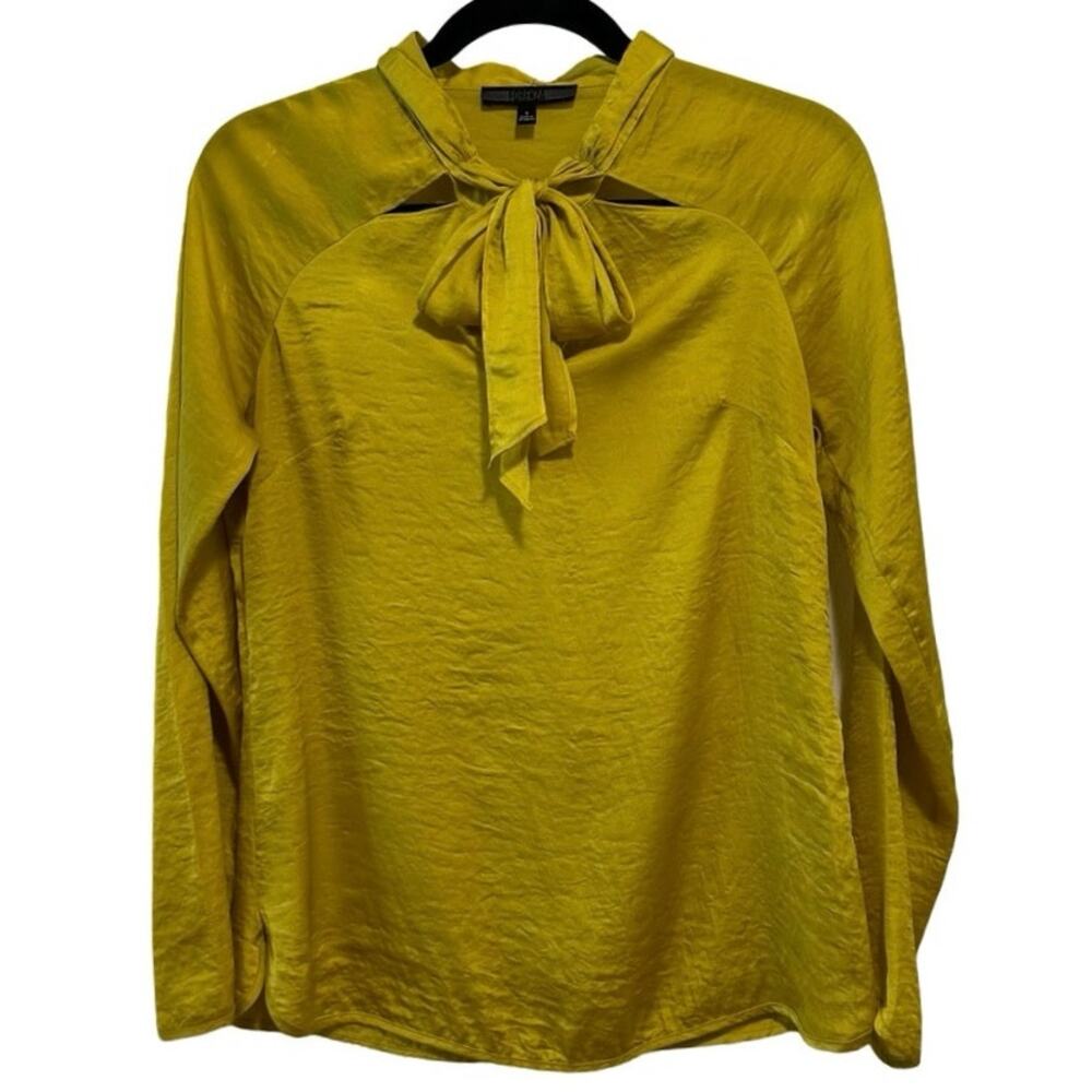 Vintage Forenza Top Womens Small yellow tie bow Romantic Boho Fairy Long Sleeve